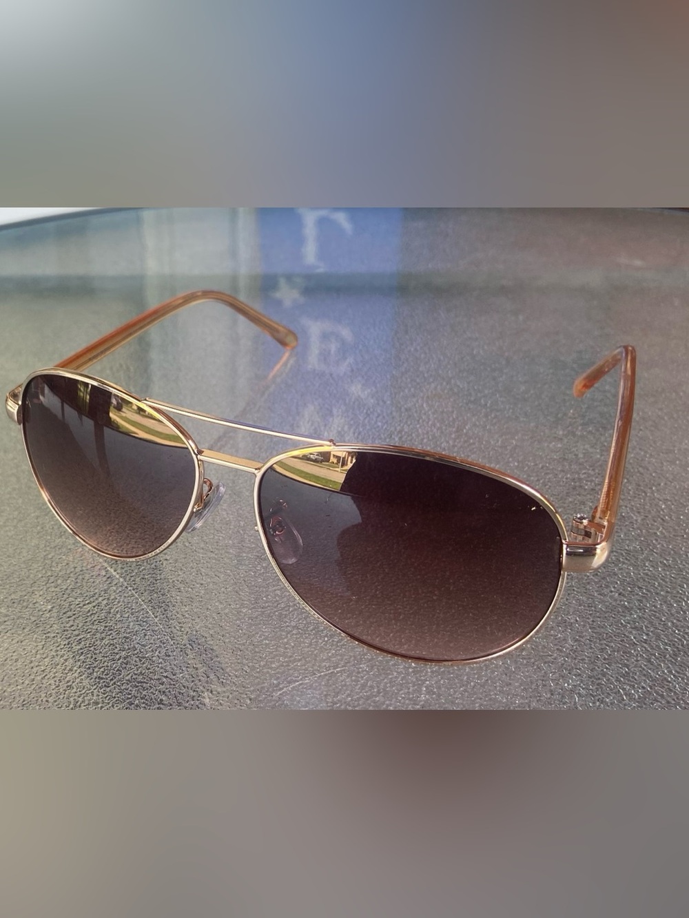 Fossil Gold Frame Sunglasses with Brown Gradient Lenses